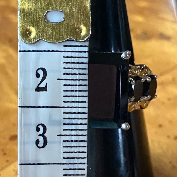 Natural Black Spinel Sterling Silver Cocktail Ring Size 7 - Picture 7 of 9